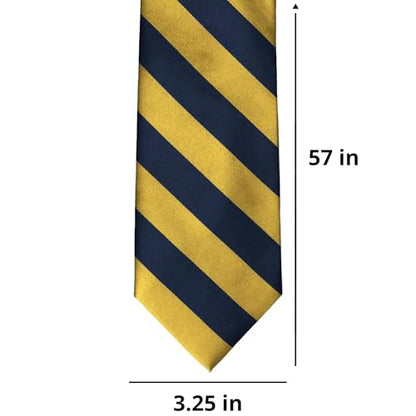 tiemart Men's Striped Tie Standard Length - color: Navy Blue and Gold