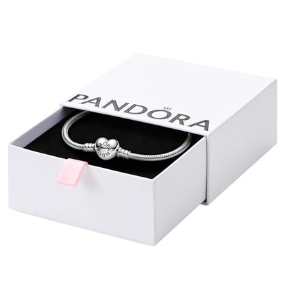 PANDORA Heart Clasp Snake Chain Bracelet - Heart Clasp - Romantic Jewelry for Her with Gift Box - Compatible Moments Charms