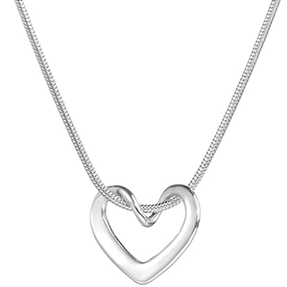 Jude Jewelers Stainless Steel Open Heart Charm Wedding Statement Birthday Holiday Pendant Necklace - color: Silver