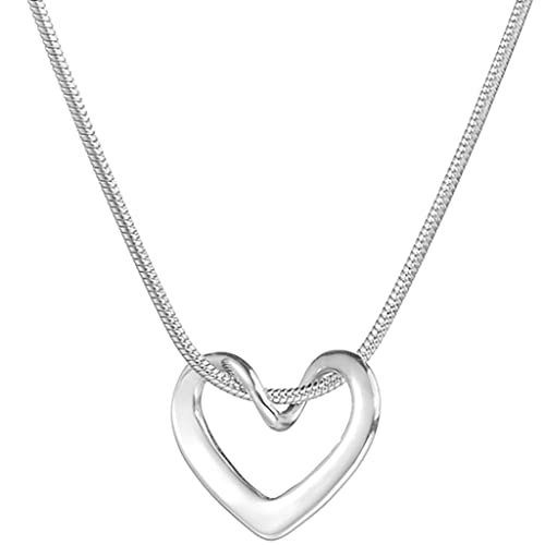 Jude Jewelers Stainless Steel Open Heart Charm Wedding Statement Birthday Holiday Pendant Necklace - color: Silver