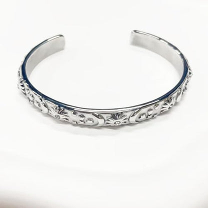 Embossed Moon Star Sun Bangle Cuff Bracelet for Women Fashion CZ Insected Celestial Open Adjustable Statement Bracelets Lightweight Boho Wrist Wrap Dress Accessories Jewelry Gift - color: Silver