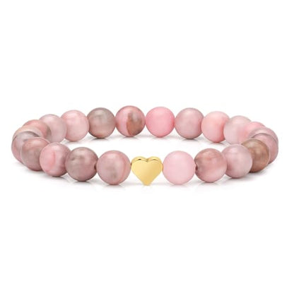 Healing Bracelet For Women Anxiety Beaded Bracelets Jewelry Healing Stone Crystal Bracelet Stress Relief Yoga Beads Chakra Bracelets Gifts For Women pink - color: Heart-Pink Zebra Stone