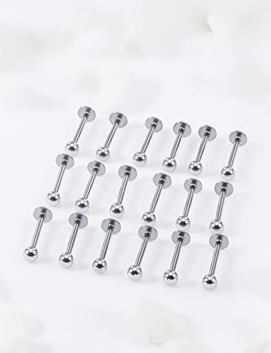 20G 18G 16G 14G 12G Lip Labret Monroe Medusa Nose Rings Stud 316L Surgical Steel Tragus Helix Cartilage Earring Tongue Cheek Piercing Jewelry Bars 6mm 8mm 10mm 12mm 14mm 16mm 19mm 18PCS - color: Silver, size: 16G - 6mm
