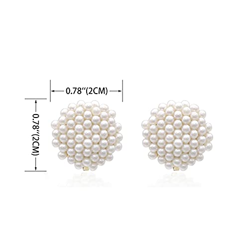 YOQUCOL Simulated Pearl Flower-Cluster Shape Clip On Stud Earrings Non Pierced Ear Earrings for Women - color: A