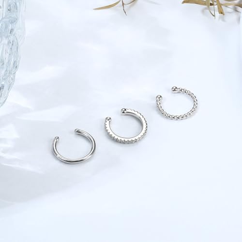Ear Cuff Earrings for Women Trendy Non Piercing Hypoallergenic Cubic Zirconia Earrings Set Clip On Earrings Gifts - color: Silver