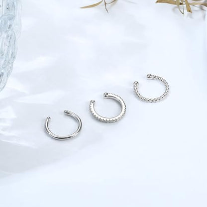 Ear Cuff Earrings for Women Trendy Non Piercing Hypoallergenic Cubic Zirconia Earrings Set Clip On Earrings Gifts - color: Silver