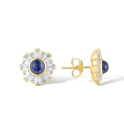 Santuzza Sterling Silver Gemstone Flower Earrings for Women - color: [A]Dandelion-Blue