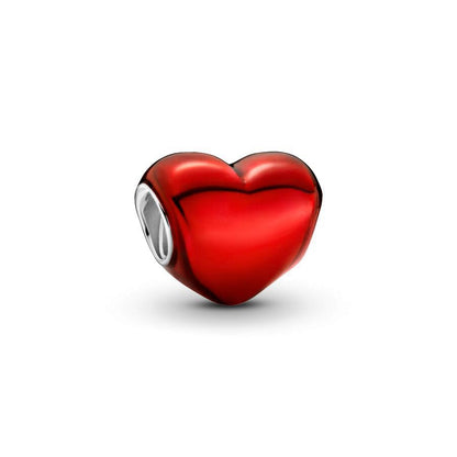 S925 Sterling Silver Enamel Colorful Heart Charm Fit Bracelets Necklaces | Black Pink Blue Green Red Enamel Heart Charms DIY Fashion Holiday Jewelry Gift Valentines Day & Anniversary for Women - color: Silver-0425