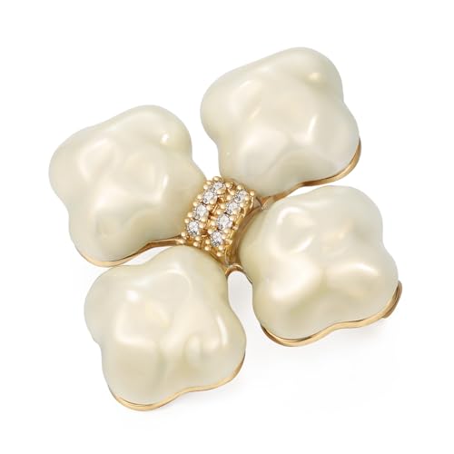 SHE'S FREE STYLE JUST FOR YOU Snail Brooches and pins for women, Sparkling Cubic Zirconia & Pearl Copper Pin, 2.36" Long Clasp Design Playful Jewelry Brooch - color: Pearl White