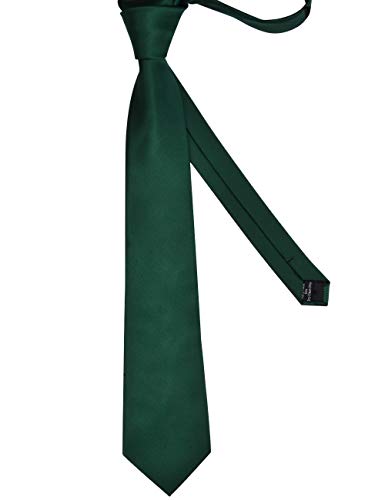 GUSLESON Classic New 3.15"（8cm） Men's Solid Color Necktie Wedding Business Tie + Gift Box - color: Dark Green