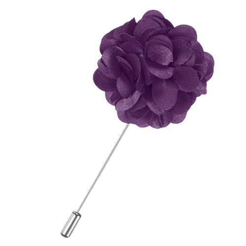 M METERXITY Flower Lapel Pins for Men, Boutonnieres Pin Camellia Flower Groom Boutonnieres for Wedding/Graduation - color: Purple