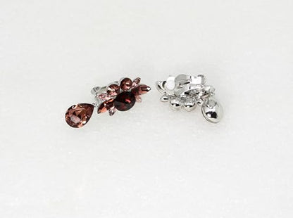 Faship Statement Dangling Floral Clip On Earrings For Women - color: Burgundy