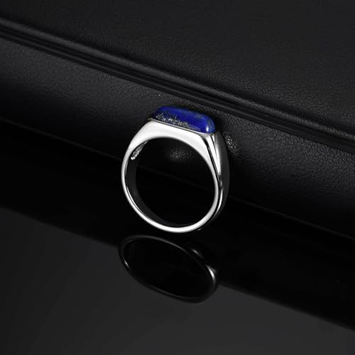 Kemstone Stainless Steel Lapis Lazuli Signet Ring for Men - size: 10