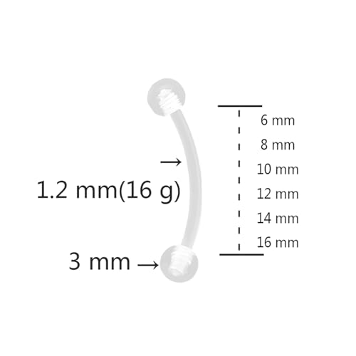 Clear Tongue Barbell Piercing Set for Women Men 16 G Acrylic Hypoallergenic Belly Button Ring Kit Plastic Cute Nipple Rings Long Piercings Retainers Bars Jewelry Body Jewellery 6 pcs Size 6-16 MM