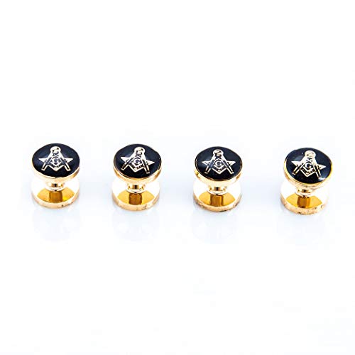 Freemason Masonic Mason Cufflinks and Studs Tuxedo Set in a Presentation Gift Box with Polishing Cloth