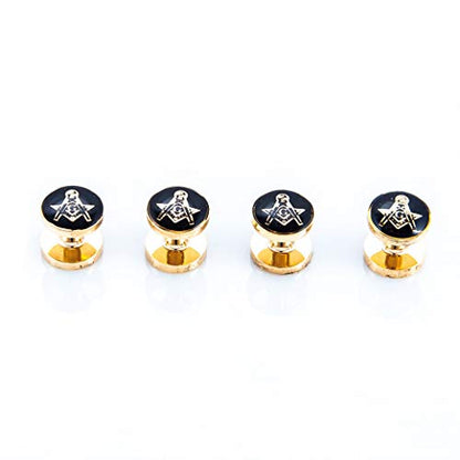 Freemason Masonic Mason Cufflinks and Studs Tuxedo Set in a Presentation Gift Box with Polishing Cloth