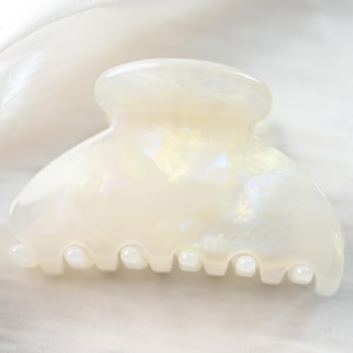 Handmade Celluloid Acetate French Design Barrettes Tortoise Shell Claws Hair Claw Luxury Fashion Accessories Hair Clip for Women (jade white) - color: jade white