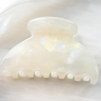 Handmade Celluloid Acetate French Design Barrettes Tortoise Shell Claws Hair Claw Luxury Fashion Accessories Hair Clip for Women (jade white) - color: jade white