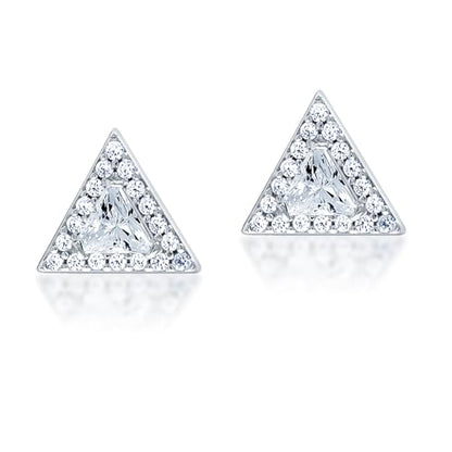 LeCalla 925 Sterling Silver CZ Stud Earrings for Women | Cubic Zirconia Halo & Heart Stud Earring | Rhodium-Plated Silver Jewelry for Her Mom Wife - color: Triangle CZ