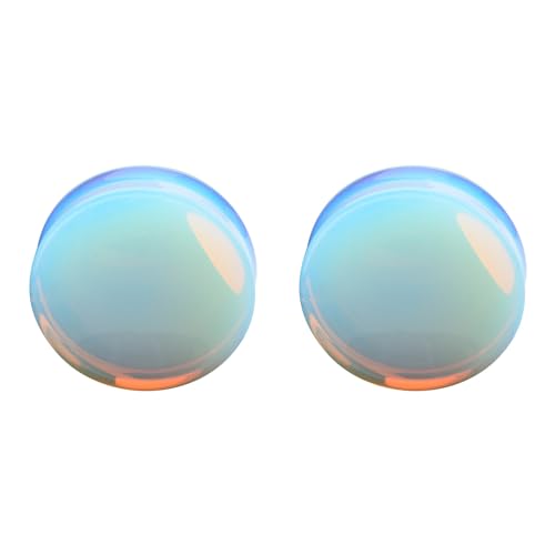 2 Pcs Opalite Organic Stone Ear Gauges Earrings Plugs Jewelry 5mm(4g) - size: 10mm(00g)