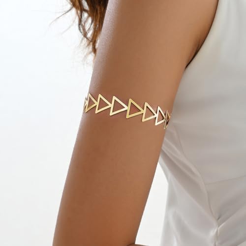 Todenb Upper Arm Cuff for Women Minimalist Adjustable Arm Band Gold Silver Arm Cuff Multi-Layer Arm Bracelet Upper Arm Jewelry - color: Gold Triangle