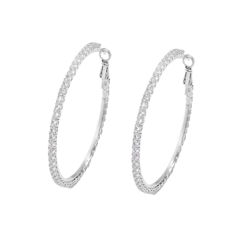 Mult-colors Cubic Zircon Hoop Earrings for Women Lightweight Hypoallergenic Jewelry for Sensitive Ears for Women Large Big Hoop Earrings DTE-GG60S - color: 5cm Cubic Zircon LDE25210S05,
