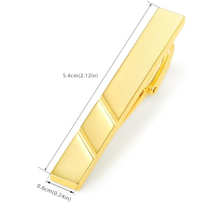 HONEY BEAR 1.97" 2.12" 2.36" Standard Tie Clip for Men Business Wedding | Classic Minimalist, Steel-Plated Copper Base, Gift-Boxed, Thickened, Rounded Corners, Easy to Slide On, No Snag or Wrinkle - style: Shinny Gold 5.4cm