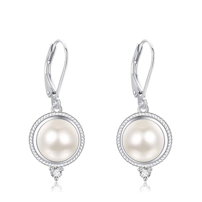 FreshWater Pearl Dangle Earrings 925 Sterling Silver Lapis lazuli Turquoise Larimar Opal Black Pearl Leverback Earrings for Women Birthday Hypoallergenic - style: pearl cz earrings