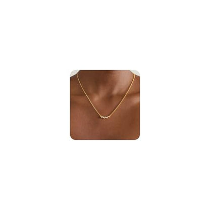 Gold Necklace for Women, Dainty 14K Gold Plated Pendant Necklaces for Women Trendy Simple Choker Chain Cubic Zirconia Circle/Interlocking/Sun/Pearl Necklace Fashion Jewelry Charm Gifts - color: Ten CZ Pendant
