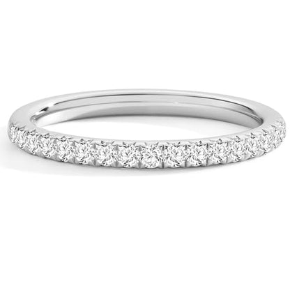 ASHINE 14K Gold Plated 5A Cubic Zirconia Half Eternity Band Ring | Stackable Engagement Ring for Women | Dainty Diamond-Inspired Womens Wedding Jewelry - color: White Gold-Half-Eternity