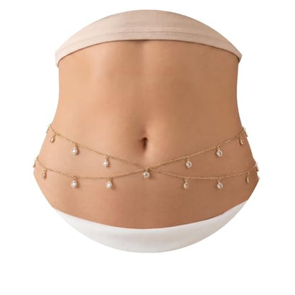 Gold Belly Waist Chain for Women | Layered Belly 14K Gold Plated Chain Adjustable Bikini Belly Beads Body Chain Waterproof | Jewelry Gift - color: Style 4