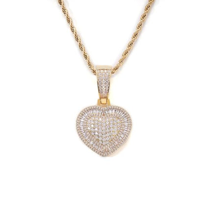 Lulu Mel Silver Heart Necklace 14K Gold Plated Heart Pendant Cubic Zirconia Necklace for Women Men, Iced Out Love Necklace Jewelry Gift Valentine's Day/Mother's Day/Christmas/Anniversary/Birthday Gift - color: Gold, style: Square Diamond Heart