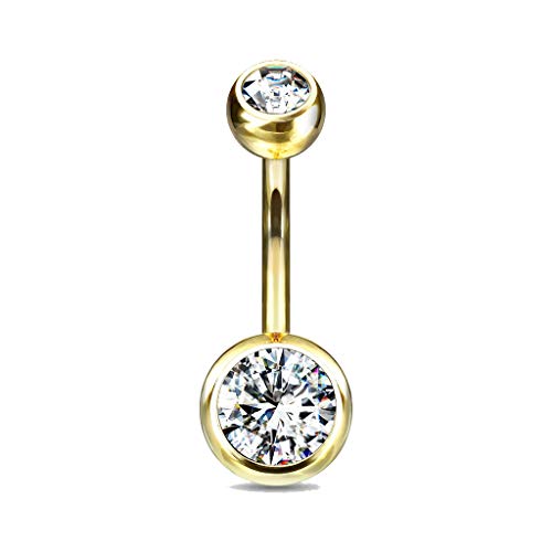 14GA Surgical Steel & Synthetic Opal Resin Belly Button Rings for Women | 3/8" Length, 5mm x 8mm Ball, Classic Look, Super High Quality - style: Titanium 5pcs Gold, Rose Gold, Steel, Black, Rainbow