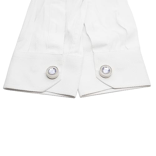 Mens Button Covers Tuxedo Shirt Cufflinks Alternative | Fake cufflinks and alternative fashion jewelry accessories for mens formal business dress shirts suits and groomsmen - color: H Silvery purple