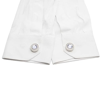 Mens Button Covers Tuxedo Shirt Cufflinks Alternative | Fake cufflinks and alternative fashion jewelry accessories for mens formal business dress shirts suits and groomsmen - color: H Silvery purple