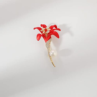 Red Rose Flower Brooches and Pins for Women Costume Jewelry Brooch Pins Broches Jewelry for Women Elegant Lady Pin - style: Lily