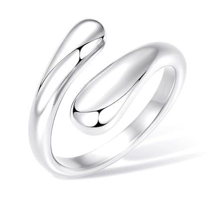 Non Tarnish Gold Chunky Rings for Women, 14K Gold Plated Statement Dome Rings Stacking Silver, Adjustable Mens Eternity Wedding Band Mixed Metal Jewelry Size 3-13 - color: Silver, size: 8, style: Open Twist Band