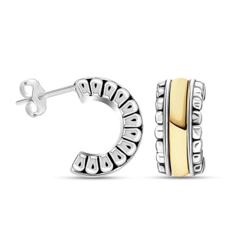 LeCalla 925 Sterling Silver Hoop Earrings for Women | Bali-Style Italian Antique Click-Top Hoop Earrings | Lightweight Vintage Hoop Earring Jewelry Gifts for Women - color: Antique Hoops-05
