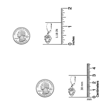 LeCalla 925 Sterling Silver Leverback Drop Earrings | Lightweight Italian Teardrop Dangle Earring for Women - color: Heart-Filigree AT
