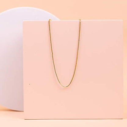 PAVOI 14K Gold Plated Adjustable Link Chain Necklace for Women | Box Rope Sphere Bead Serpentine Anchor Mariner Gold Chain Necklaces - color: Yellow Gold, style: Box