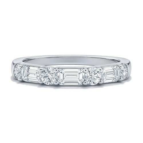 BERRICLE Sterling Silver CZ Art Deco Rings Half Eternity Ring for Women, Cubic Zirconia - style: Empress Mixed Cuts