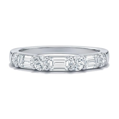 BERRICLE Sterling Silver CZ Art Deco Rings Half Eternity Ring for Women, Cubic Zirconia - style: Empress Mixed Cuts