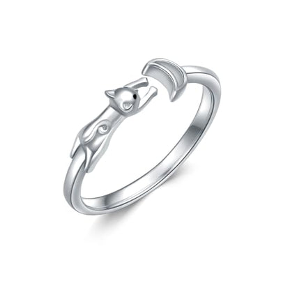 Dragonfly Toe Ring for Women 925 Sterling Silver Dragonfly/Butterfly/Cat/Paw Toe Rings Adjustable Open Ring for Women Christmas Jewelry Gift - color: Cat