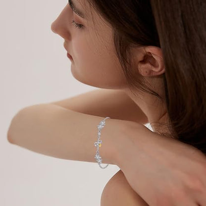 Moonstone Bracelet for Women 925 Sterling Silver Moonstone Bracelet Adjustable Jewelry Gift for Women - style: Stars and Planets Bracelet