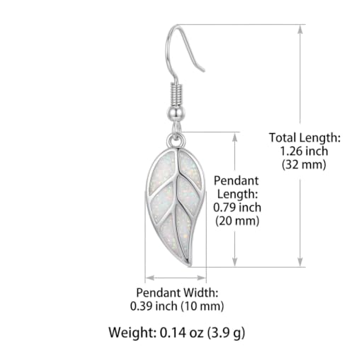 Leaf Dangle Earrings for Women, Boho Tropical Dangling Jewelry, Summer Earring Accessory, Birthday Gift for Her - color: White
