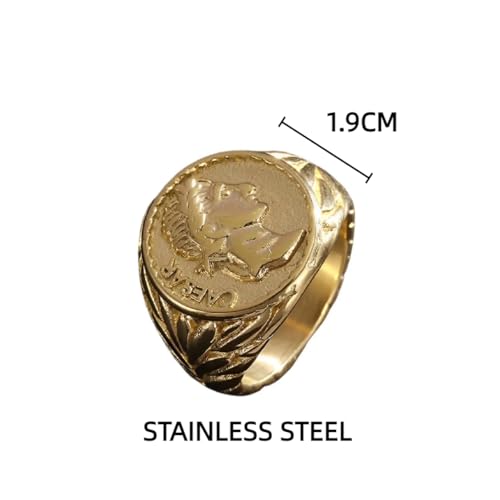 Gold Roman Emperor Signet Ring - Classic Roman Empire Coin Ring for Men