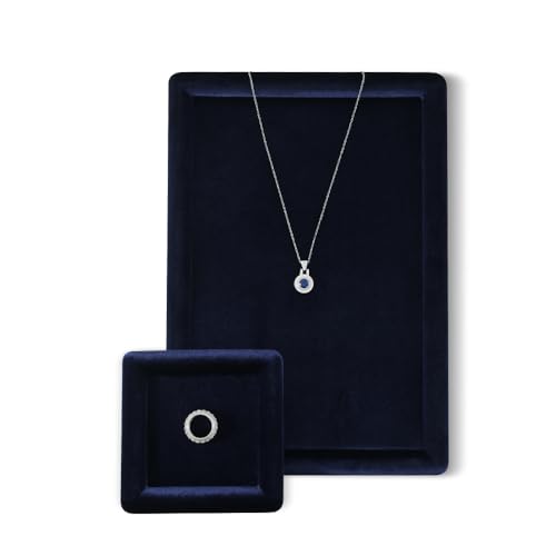 Velvet Jewelry Display Tray for Ring Earrings Necklace Bracelet Flat Tray - color: Blue, size: 5.12 × 5.12 in