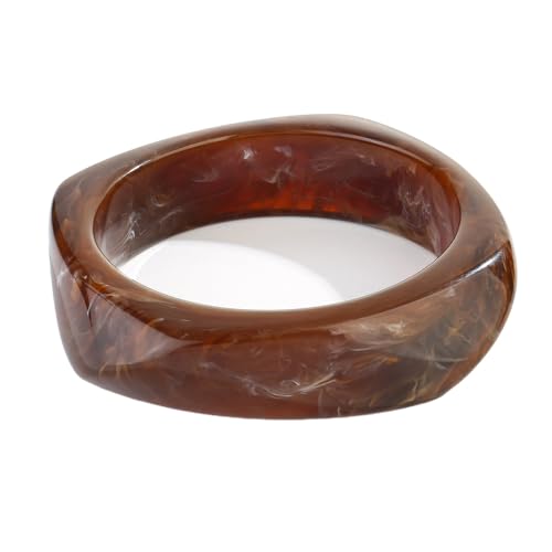 Chunky Acrylic Bangles Bracelets For Women Geometric Acrylic Resin Acetate Mottled Wide Bangle Bracelet Statement Colorful Bangles for Party - color: 02-brown bangle