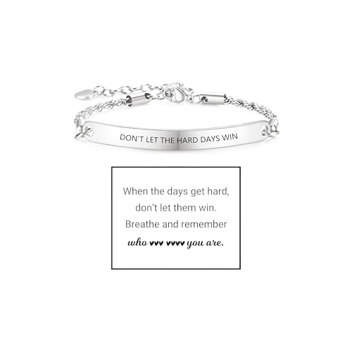 Frodete Dont Let The Hard Days Win Bracelet Inspirational Gifts for Women Adjustable Braided Tube Bracelet Gifts for Friends - color: B4：chain-silver