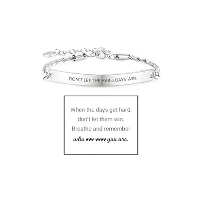 Frodete Dont Let The Hard Days Win Bracelet Inspirational Gifts for Women Adjustable Braided Tube Bracelet Gifts for Friends - color: B4：chain-silver